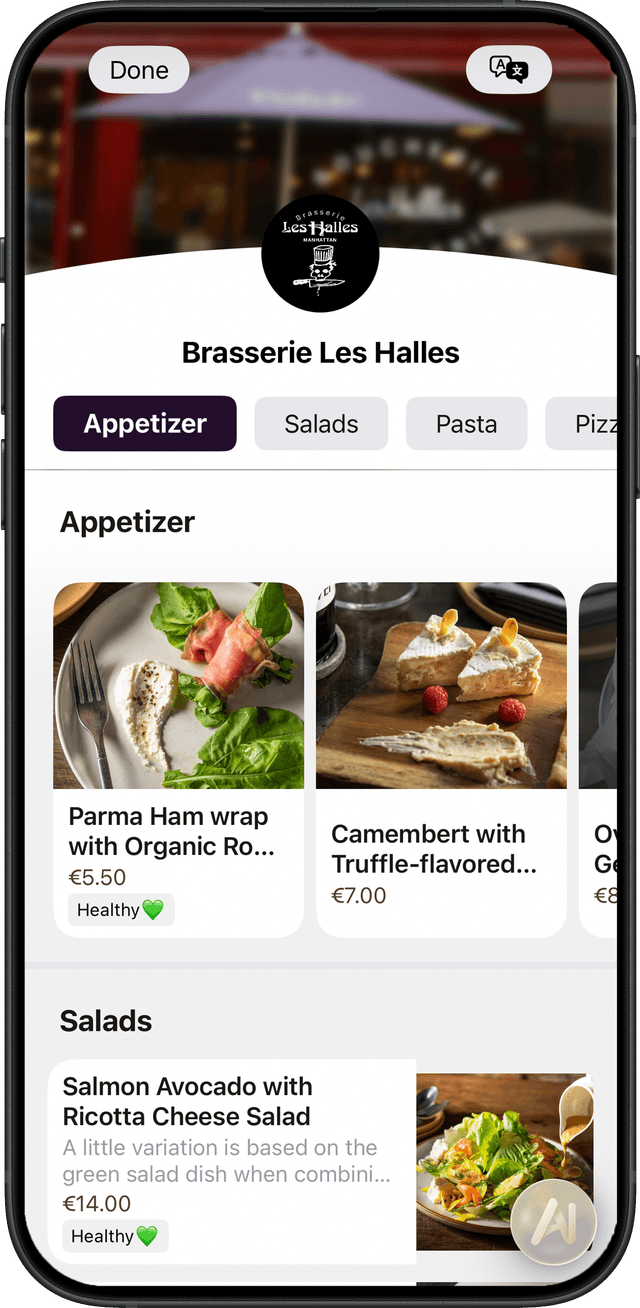 meal reveal iPhone Interface